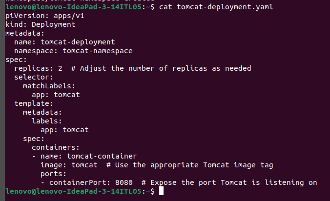Tomcat deployment on Kubernetes