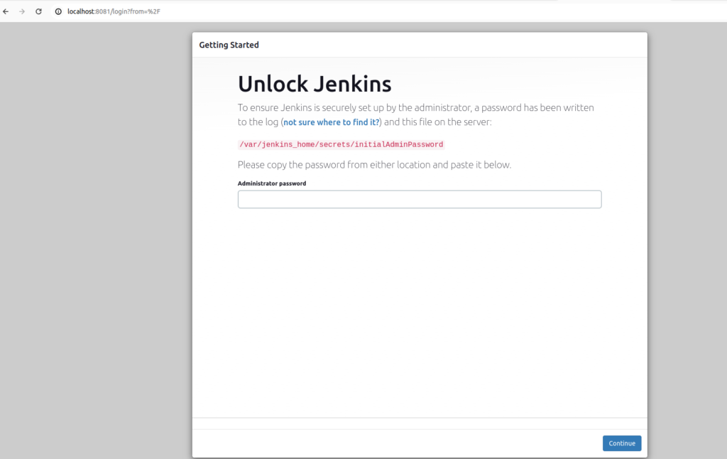 Jenkins setup using docker volume