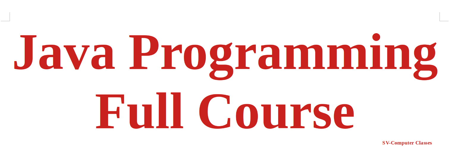 Java Programming Full Course