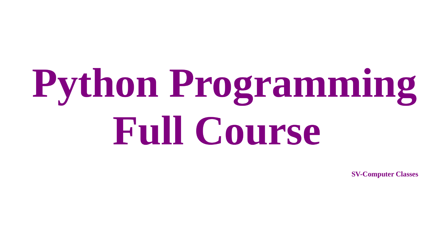 Python Programming Full Course
