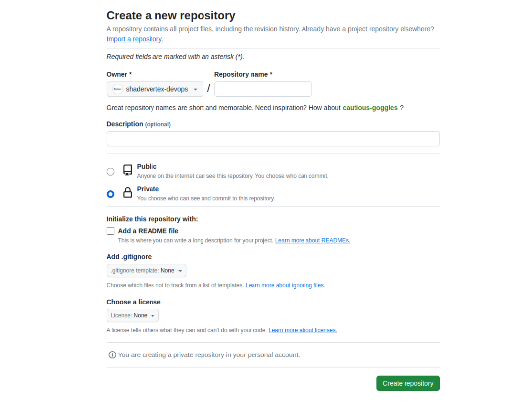 Creating Private Git Repository